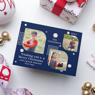 Personalized Navy Baseball Christmas 3 Photo