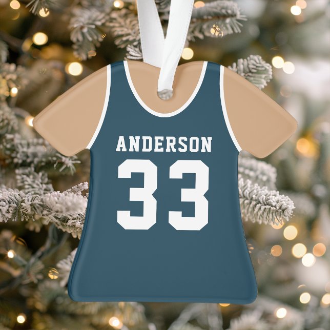 Personalized Navy Basketball Jersey Ornament (Creator Uploaded)