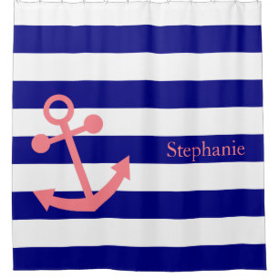 Personalized Navy Blue and Blush Pink Nautical