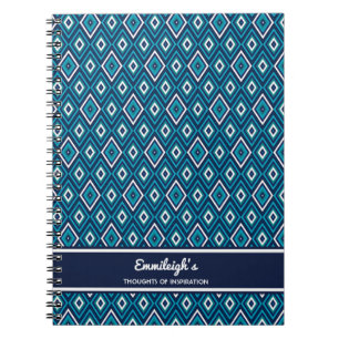 Personalized Navy Blue and White Diamond Journal
