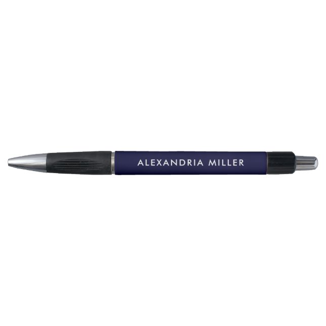 Personalized Navy Blue and White Modern Pen (Front)