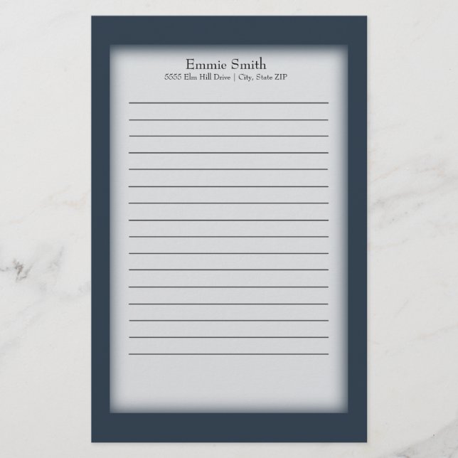 Personalized Navy Blue and White Stationery (Front)