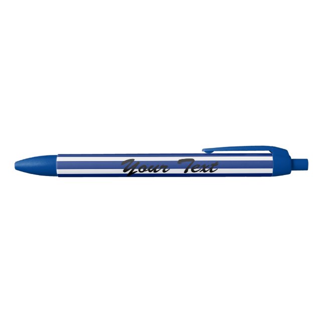 Personalized Navy Blue and White Striped Pen (Top)