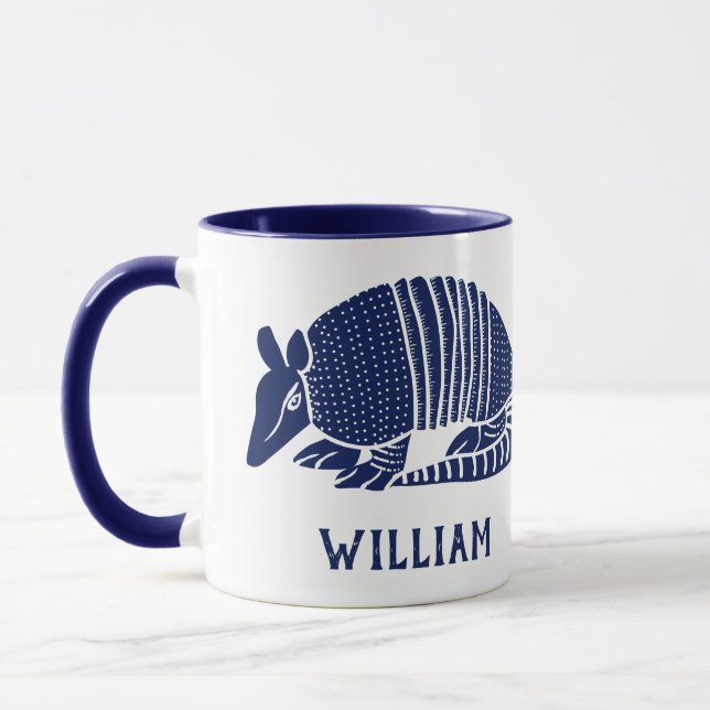 Personalized Navy Blue Armadillo Mug (Left)