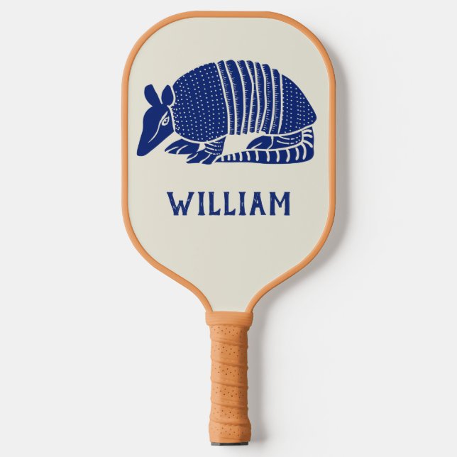 Personalized Navy Blue Armadillo Pickleball Paddle (Front)