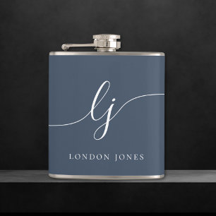 Personalized Navy Blue Bachelorette Hip Flask
