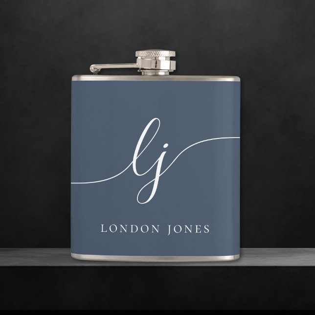 Personalized Navy Blue Bachelorette Hip Flask (Creator Uploaded)