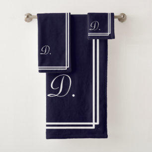 Personalized Navy Blue Bath Towel Set