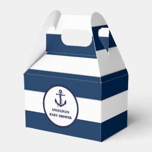 Personalized Navy Blue Boy Nautical Baby Shower Favor Box