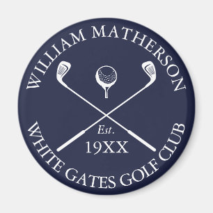 Personalized Navy Blue Classic Golf Club Name Magnet