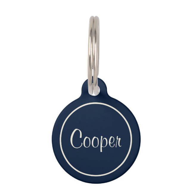 Personalized navy blue dog pet tag (Front)