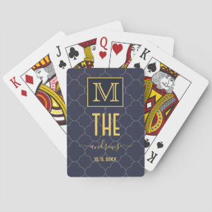 Personalized Navy Blue Gold Bicycle Playing Cards
