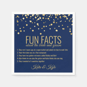 Personalized NAVY BLUE Gold Confetti FUN FACTS Napkin