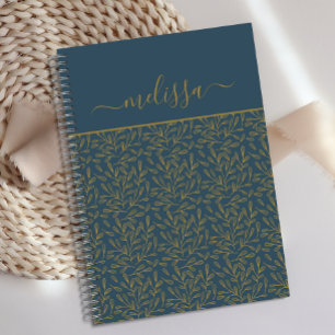 Personalized Navy Blue Gold Geometric Journal 