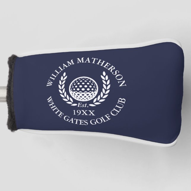 Personalized Navy Blue Golf Club Name Golf Head Cover (Front)