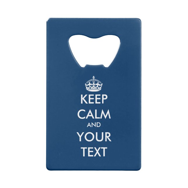 Personalized navy blue keep calm bottle opener credit card bottle opener (Back)