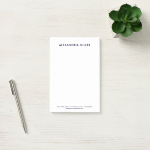 Personalized Navy Blue Minimalist 4x6 Post-it Notes