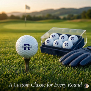 Personalized Navy Blue Monogram & Custom Name Golf Balls