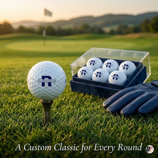 Personalized Navy Blue Monogram & Custom Name Golf Balls (Creator Uploaded)