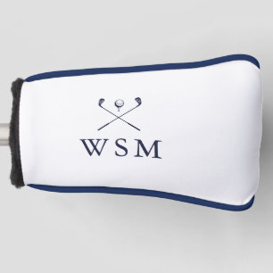 Personalized Navy Blue Monogram Golf Clubs Head Cover