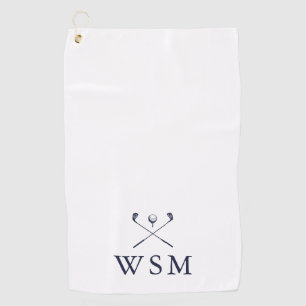 Personalized Navy Blue Monogram Golf Clubs Towel
