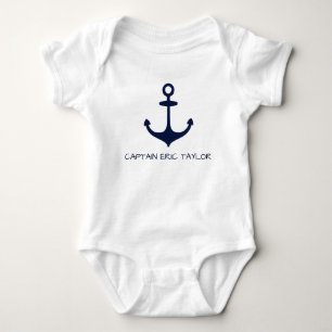 Personalized Navy Blue Nautical Anchor Baby Bodysuit