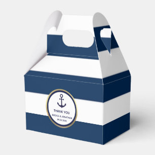 Personalized Navy Blue Nautical Wedding Favour Favor Box