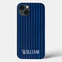 Personalized navy blue pinstripes Case-Mate iPhone