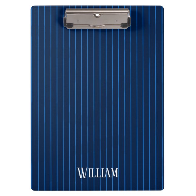 Personalized navy blue pinstripes clipboard (Front)