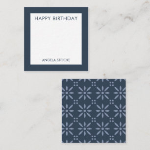 Personalized Navy Blue Retro Flower Card