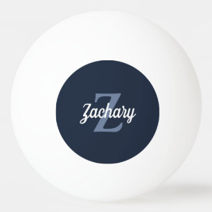 Personalized Navy Blue Retro Monogram Ping Pong Ball