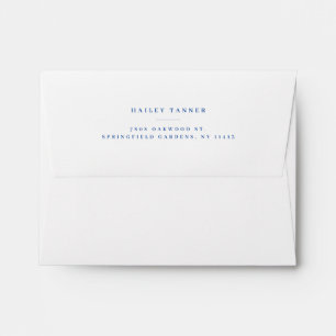 Personalized Navy Blue Return Address Back Flap  Envelope