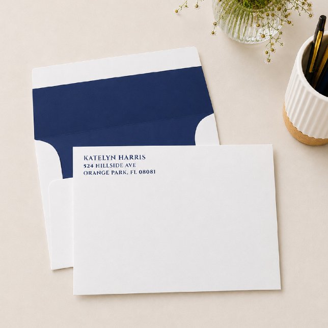 Personalized Navy Blue Return Address Envelope (Creator Uploaded)