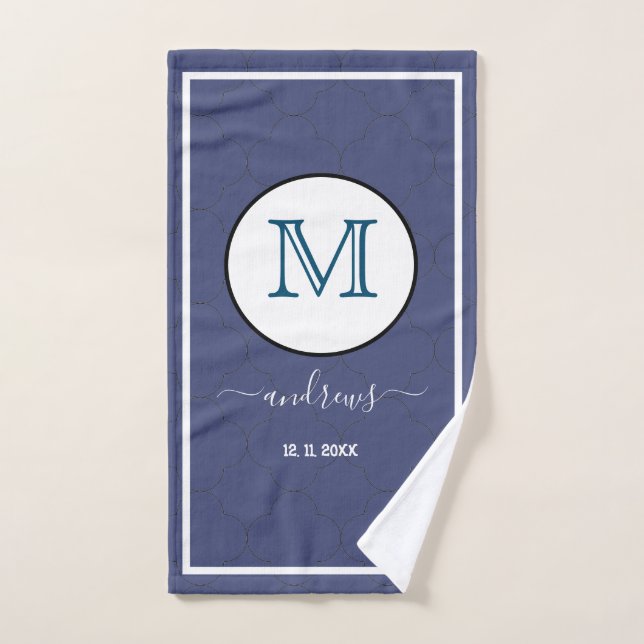 Personalized Navy Blue Signature Name Towel (Hand Towel)
