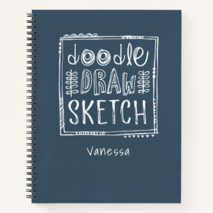 Personalized Navy Blue Sketchbook Notebook
