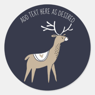 Personalized Navy Blue STAG Favours Goody Bags Classic Round Sticker
