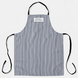 Personalized Navy Blue Stripe Classic Name Apron