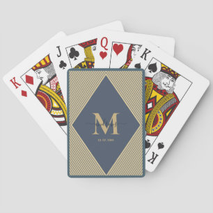 Personalized Navy Blue stripes Playing Cards
