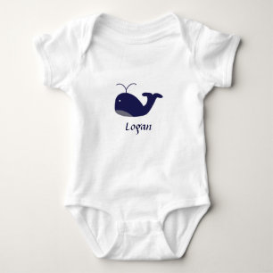 Personalized Navy Blue Whale T-Shirt Baby Bodysuit