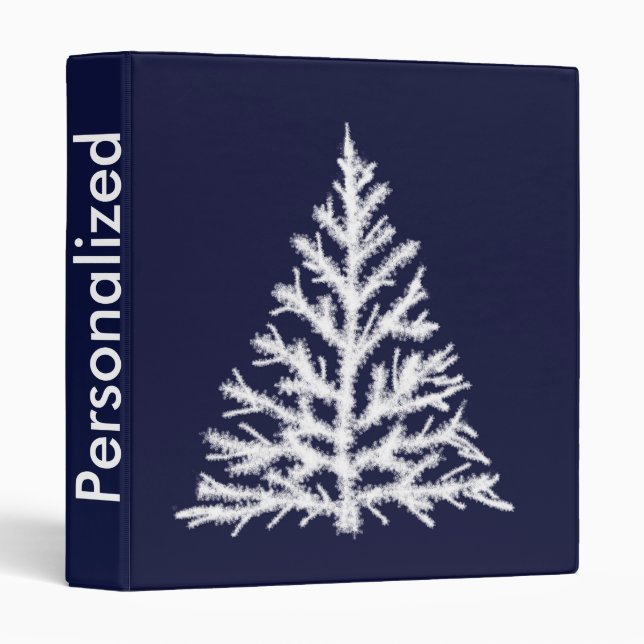 Personalized Navy Blue & White Christmas Tree Binder (Front/Spine)