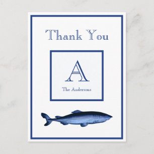 Personalized Navy Blue White Shark Coastal Postcard