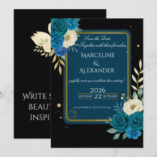  Personalized Navy & Blush Floral Invitation