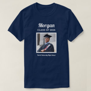 Personalized Navy Class of 2022 Graduation Photo T-Shirt