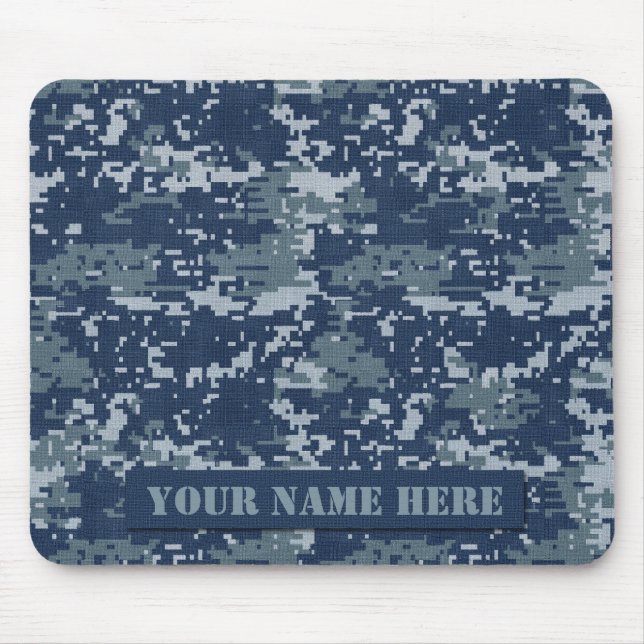 Personalized Navy Digital Camouflage Mousepad (Front)