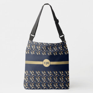 Personalized Navy & Gold Abstract  Crossbody Bag