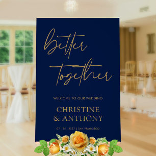 Personalized Navy & Gold Better Together Wedding Acrylic Sign