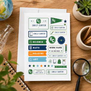 Personalized Navy Green Science School Cover