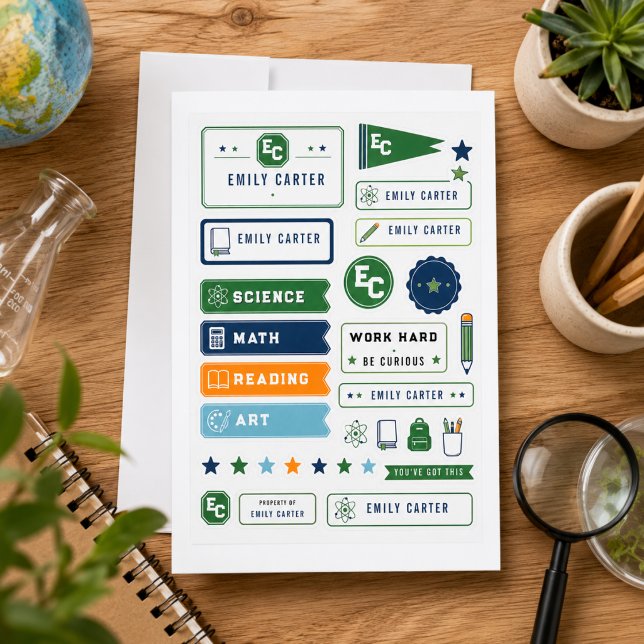 Personalized Navy Green Science School Cover  (Personalized Navy Green Science School Cover
)
