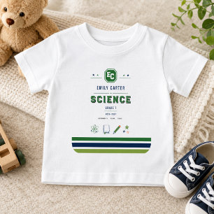Personalized Navy Green Science School Cover Baby T-Shirt
