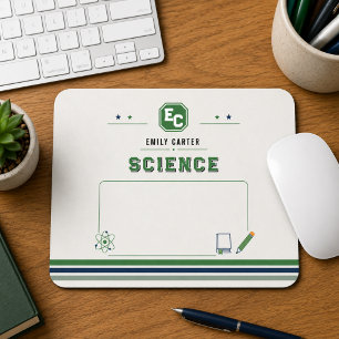 Personalized Navy Green Science School Cover Mouse Pad